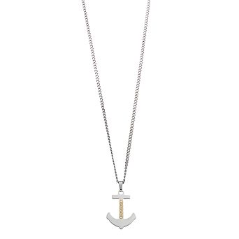Kristen Kesho 14k Gold Bars on Stainless Steel Anchor Pendant Necklace