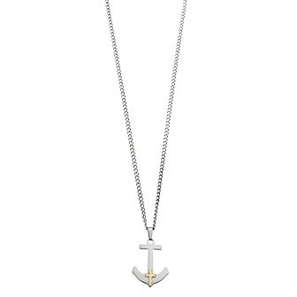 Kristen Kesho 14k Gold Bars on Stainless Steel Anchor Pendant Necklace