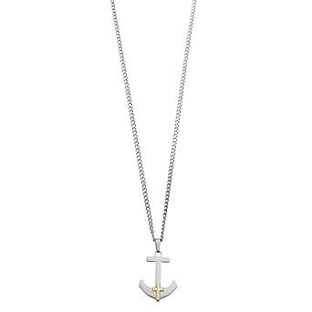 Kristen Kesho 14k Gold Bars on Stainless Steel Anchor Pendant Necklace