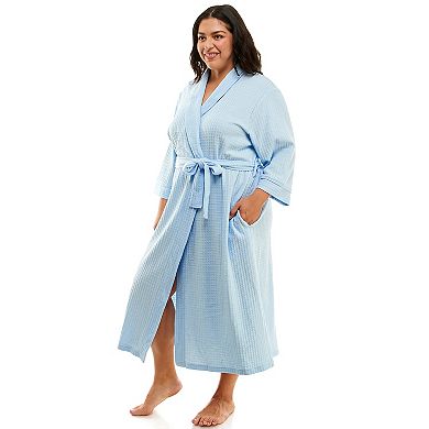 Plus Size Croft & Barrow® Waffle-Knit Kimono Robe