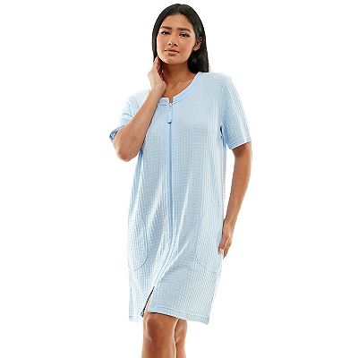 chinese dress ladies Slenderella Zip Front Dressing Gown with Long Sleeves in Luxury Waffle   Sandras-Online