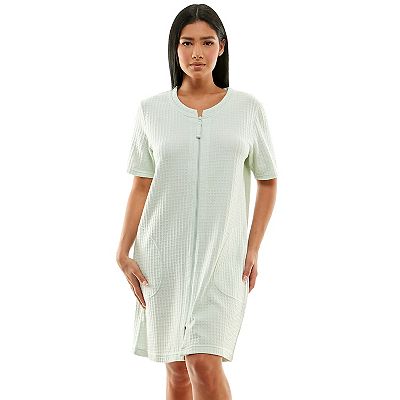 knee length dresses for ladies Richie House Women's Button Front Duster Zip up Bathrobes Short Nightg –  Richie House USA main image 1