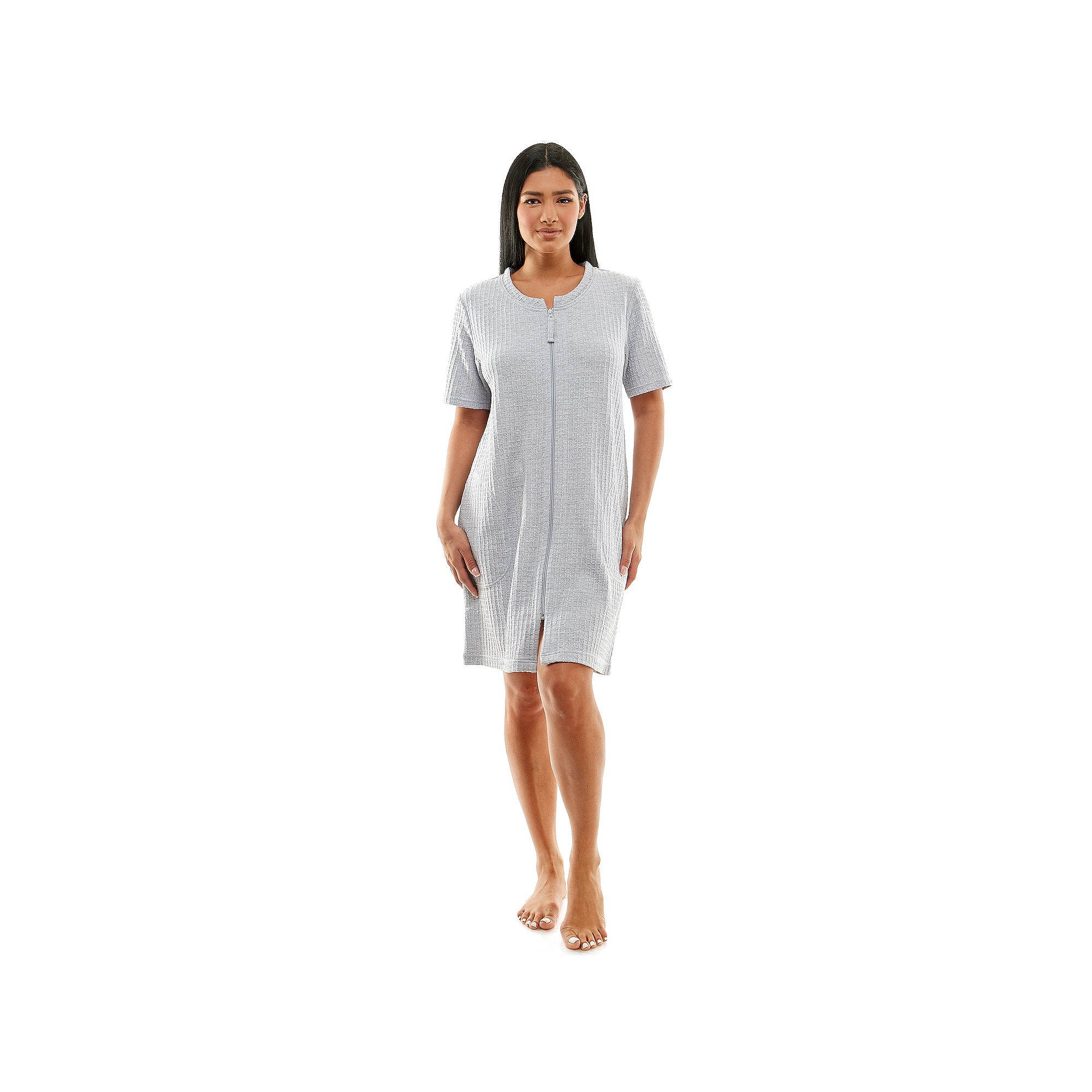 Womens Croft & Barrow® Zip Front Robe, Size: Medium, Grey Grey