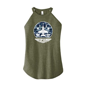 Juniors' Top Gun: Maverick Camo Logo High Neck Graphic Tank Top