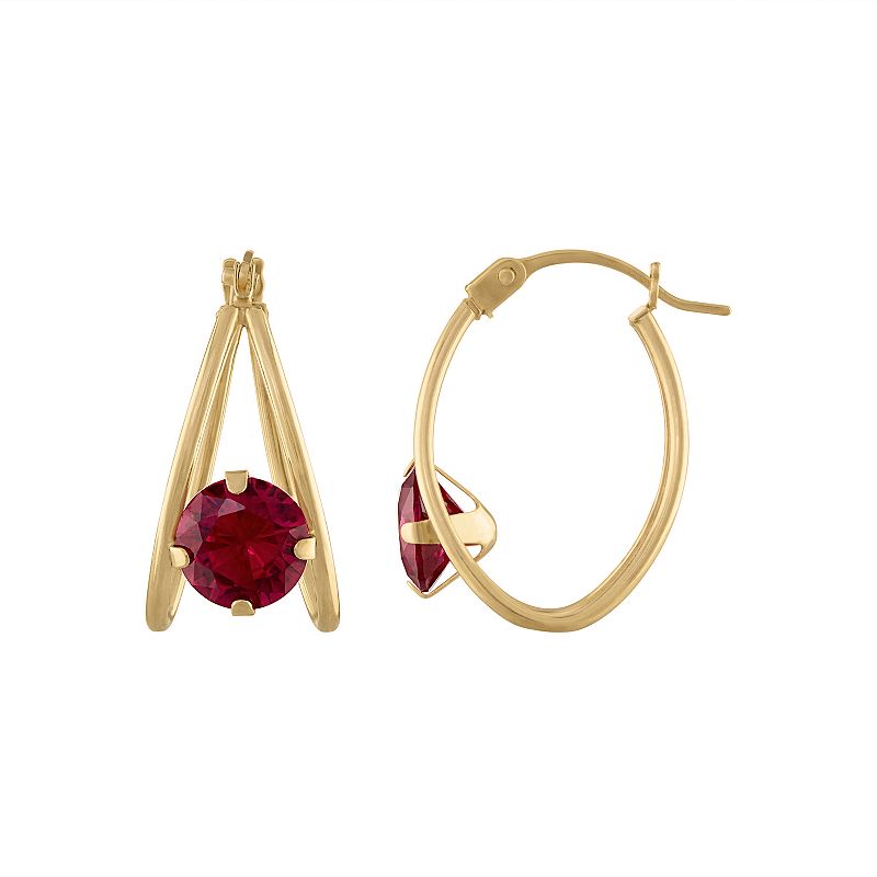 Designs by Gioelli 14k Gold Gemstone Capture Hoop Earrings, Womens, Yellow