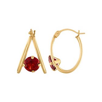 Designs by Gioelli 14k Gold Gemstone Capture Hoop Earrings