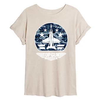 Juniors' Top Gun: Maverick Camo Oversized Graphic Tee