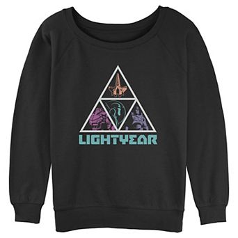 Juniors' Disney / Pixar Lightyear Triangle Panel Buzz Vs Zurg Slouchy Sweatshirt