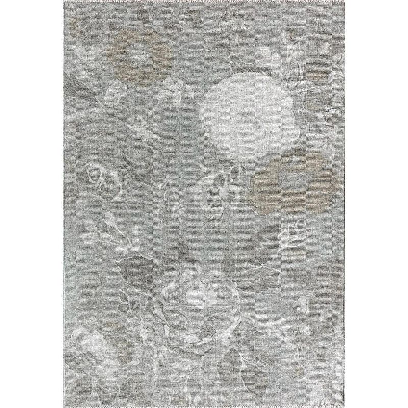 Isaac Mizrahi Eloise Contemporary Floral Blossoming Beauty Rug, Grey, 7X10 Ft
