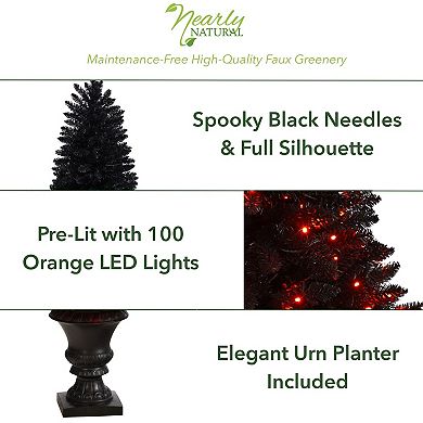 nearly natural 4ft. Black Halloween 100-Light LED Artificial Christmas Tree