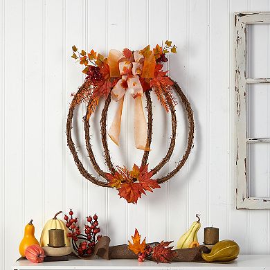 nearly natural Autumn Artificial Pumpkin Vine Wreath