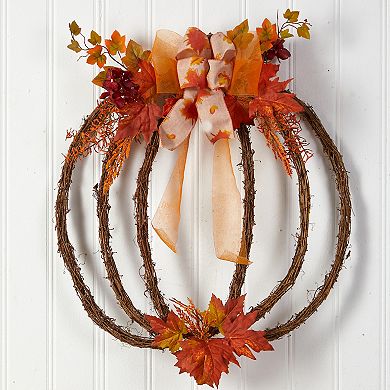 nearly natural Autumn Artificial Pumpkin Vine Wreath