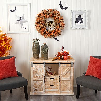 nearly natural Halloween Burlap Ribbon Wreath