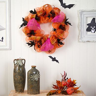 nearly natural Halloween Spider Mesh Wreath