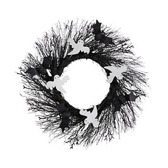 nearly natural Halloween Ghost Bats Twig Wreath