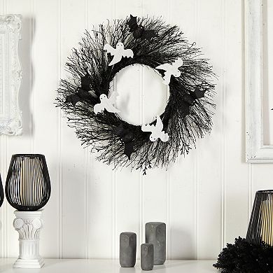 nearly natural Halloween Ghost Bats Twig Wreath