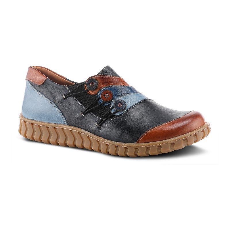 Spring Step Neeta Women's Leather Slip-On Button Design Shoes, Size: 39, Blue Team