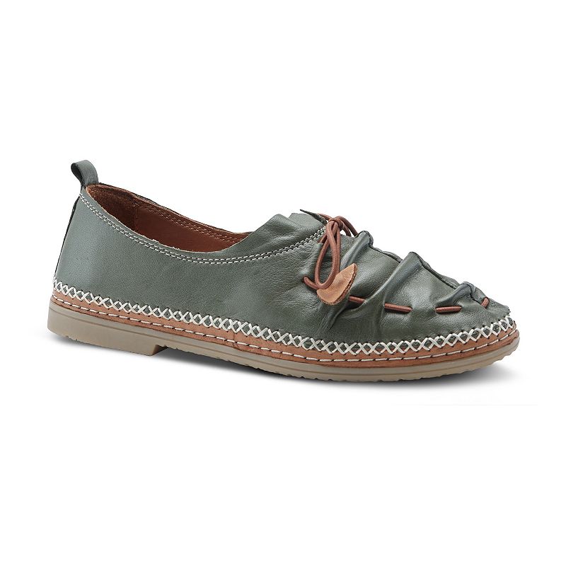 Spring Step Neeta Women's Leather Slip-On Shoes, Size: 36, Olive Green