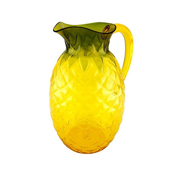10 Palm Chic Avon 1/2 Gallon Ceramic Pineapple Beverage Pitcher Yellow  Green
