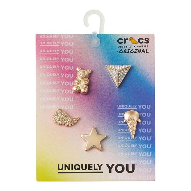Crocs Jibbitz 5-Pack Gold Shoe Charms | Jibbitz for Crocs, Elevated Smiley,  One Size