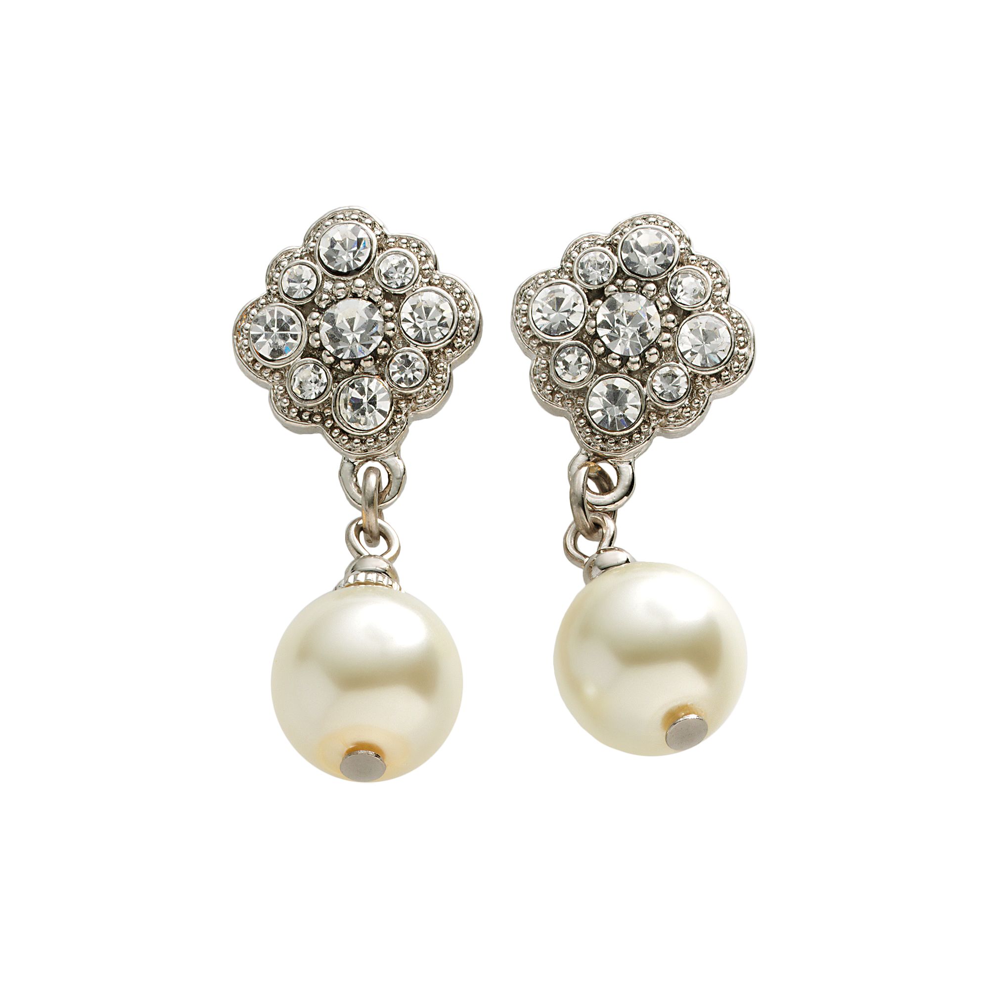 1928® Silver-Tone Simulated Crystal & Simulated Pearl Drop Earrings, Women