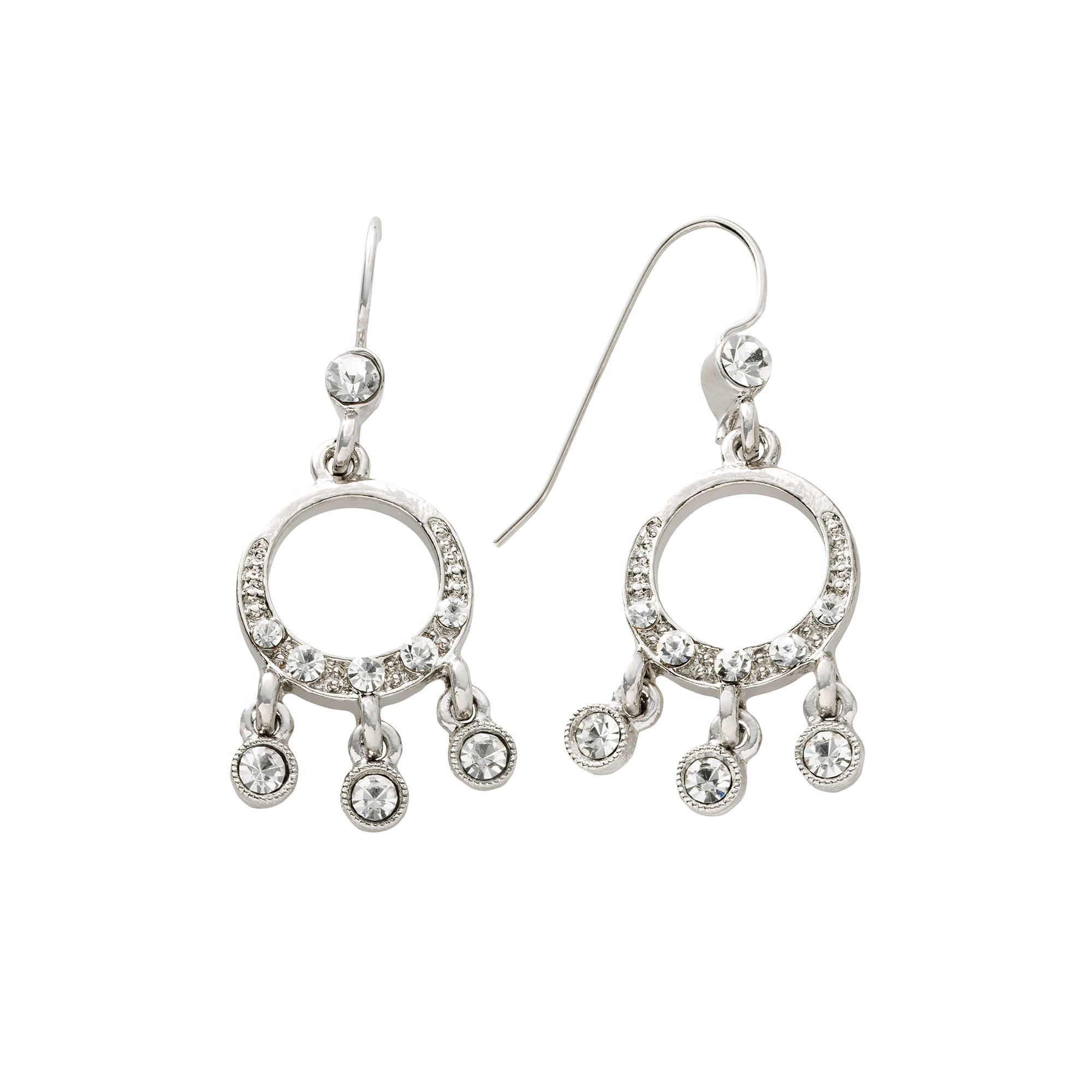 1928® Silver-Tone Simulated Crystal Drop Earrings, Womens, Silver Tone