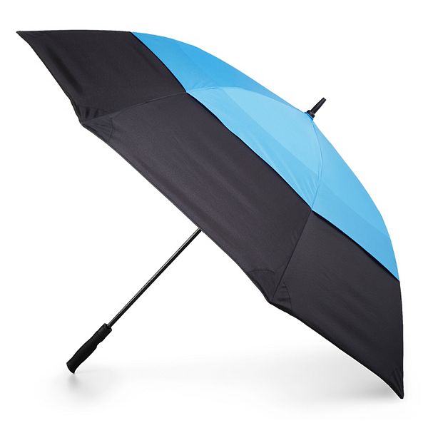 totes Total Protection Auto Open Sport Stick Umbrella - Black Blue