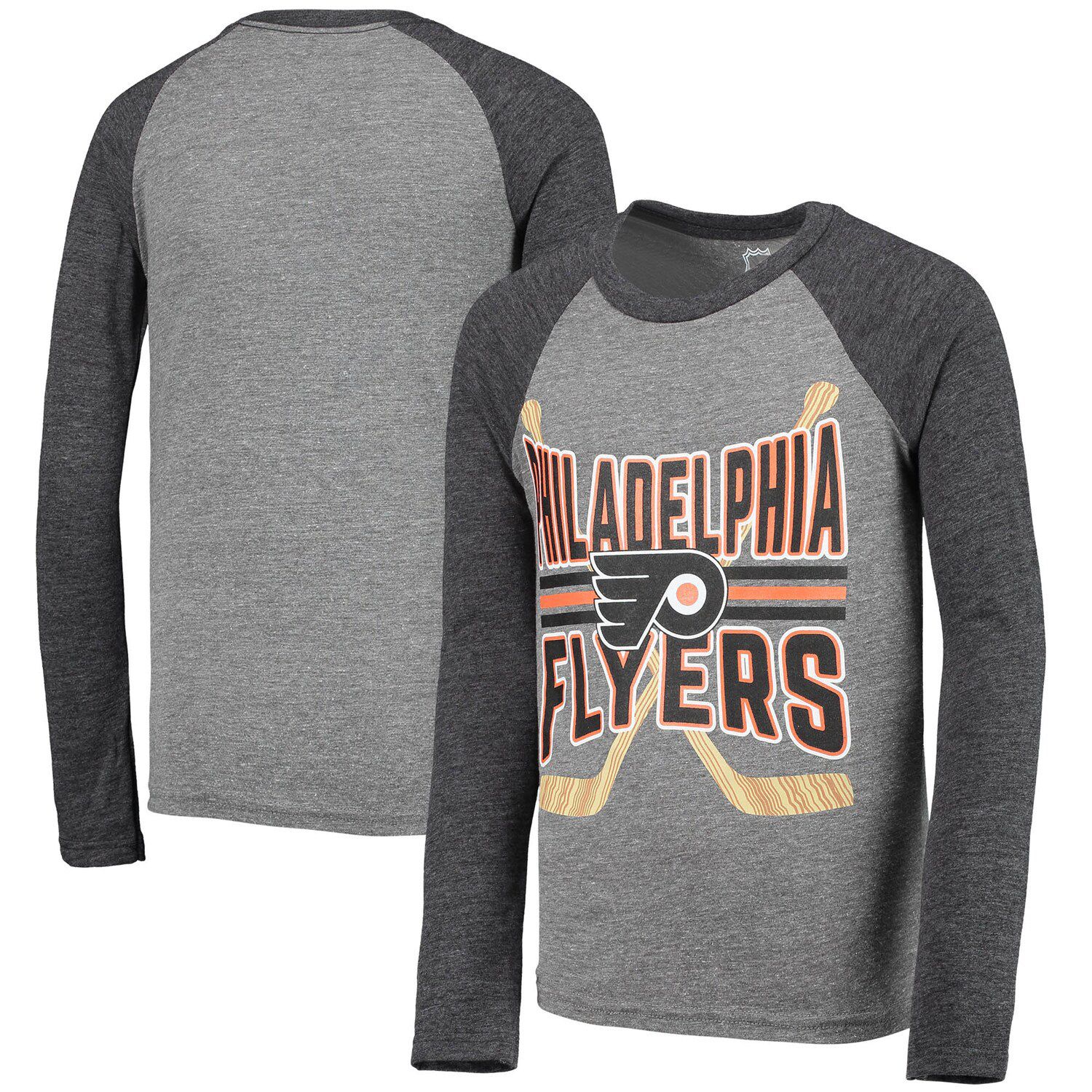 Lids Philadelphia Flyers Starter Cross Check Jersey V-Neck Long Sleeve T- Shirt - Orange/Black
