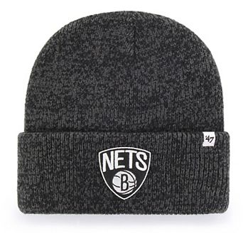 Men's '47 Black Brooklyn Nets Alternate Logo Brain Freeze Cuffed Knit Hat