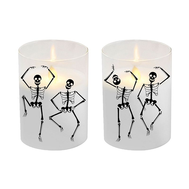 LumaBase 2-pack Battery Operated LED Glass Candles With Moving Flame, Black