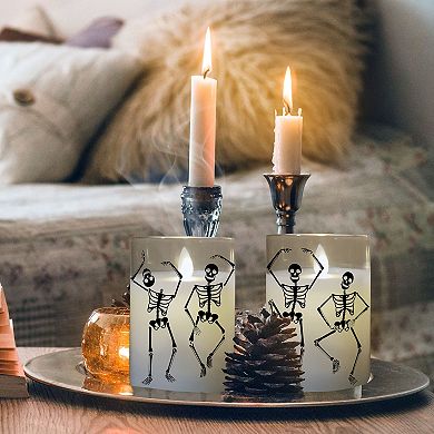 LumaBase 2-pack Battery Operated LED Skeleton Glass Candles With Bullet Flame