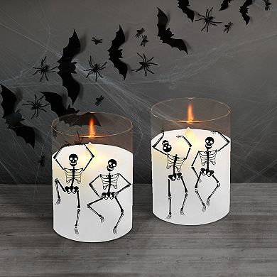 LumaBase 2-pack Battery Operated LED Skeleton Glass Candles With Bullet Flame