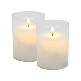 LumaBase 2-pack Battery Operated LED Glass Candles With Moving Flame