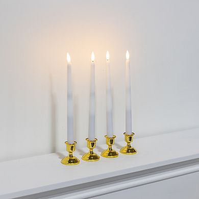 Battery-Operated 3-D Wick Flame Taper Candle 4-piece Set