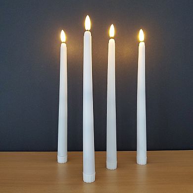 Battery-Operated 3-D Wick Flame Taper Candle 4-piece Set