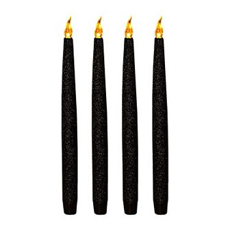 LumaBase Black Battery Operated LED Candles With Flickering Flame 4-pack Set