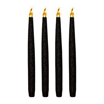 LumaBase Black Battery Operated LED Candles With Flickering Flame 4-pack Set