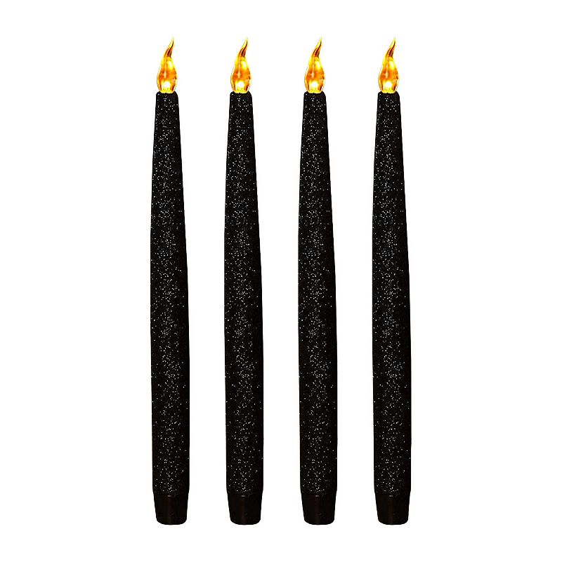 LumaBase Black Battery Operated LED Candles With Flickering Flame 4-pack Se