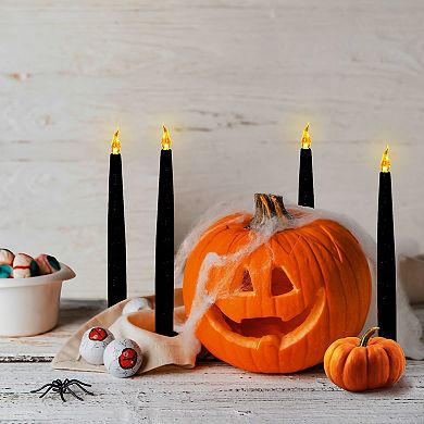 LumaBase Black Battery Operated LED Candles With Flickering Flame 4-pack Set