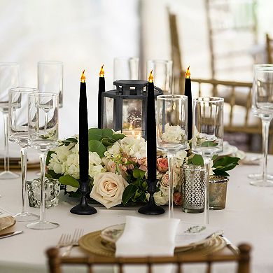 LumaBase Black Battery Operated LED Candles With Flickering Flame 4-pack Set
