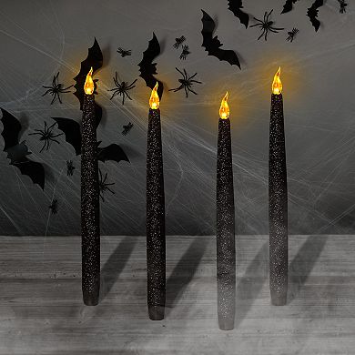 LumaBase Black Battery Operated LED Candles With Flickering Flame 4-pack Set