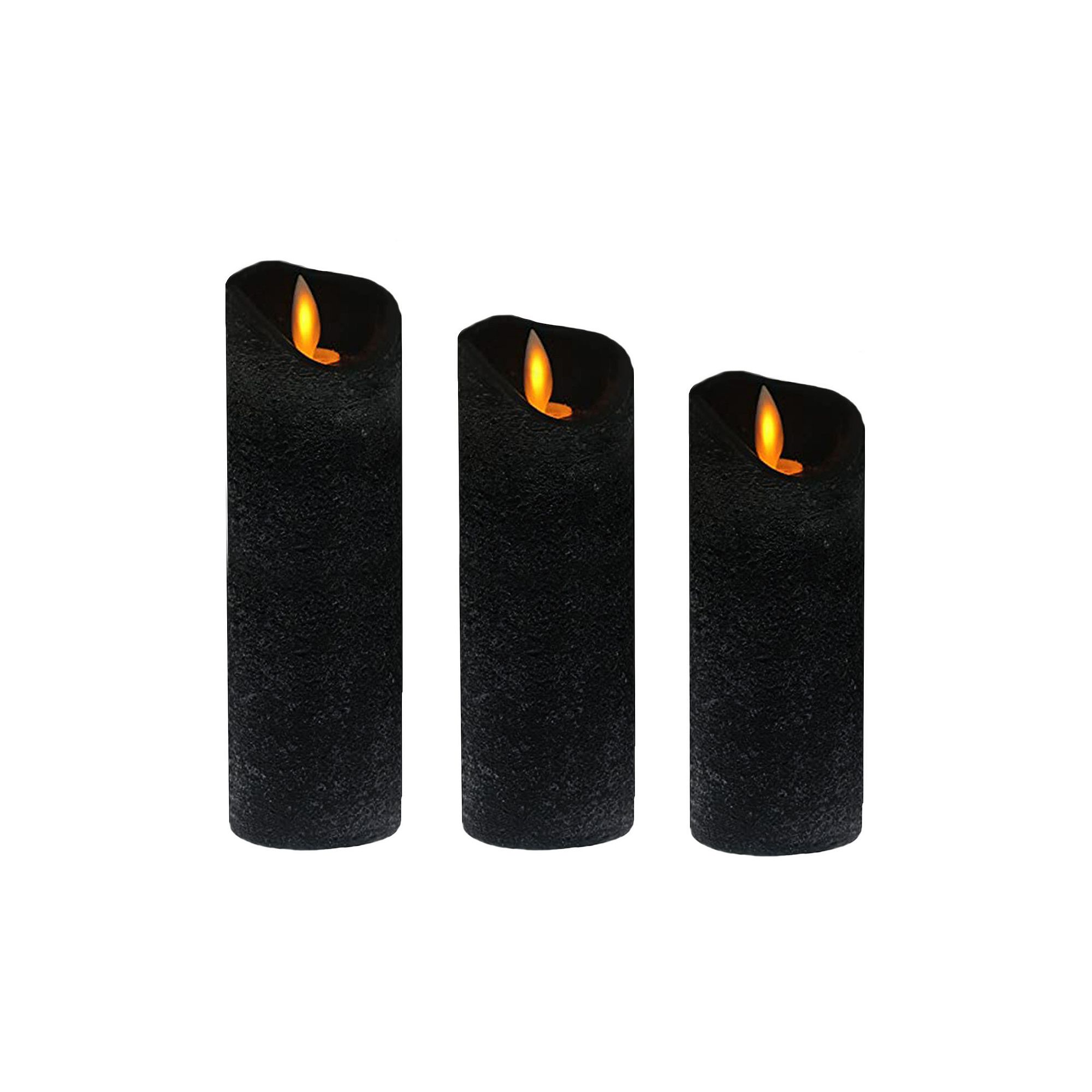 LumaBase Black Battery Operated LED Wax Candles With Moving Flame 3-pack Se