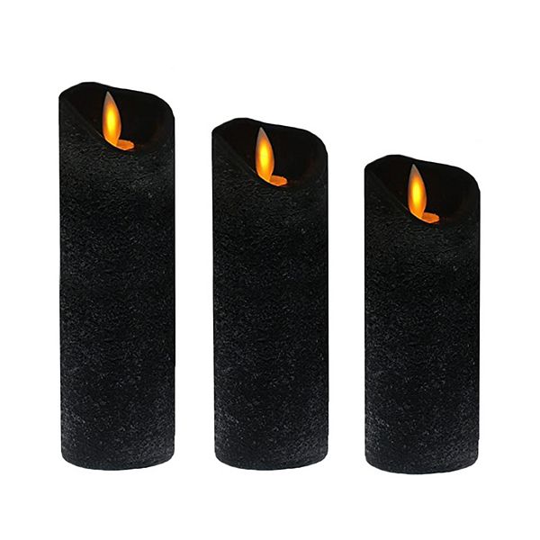 LumaBase Black Battery Operated LED Wax Candles With Moving Flame 3