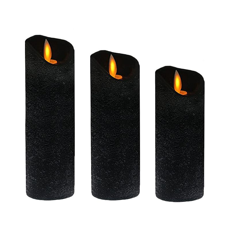 LumaBase Black Battery Operated LED Wax Candles With Moving Flame 3-pack Se