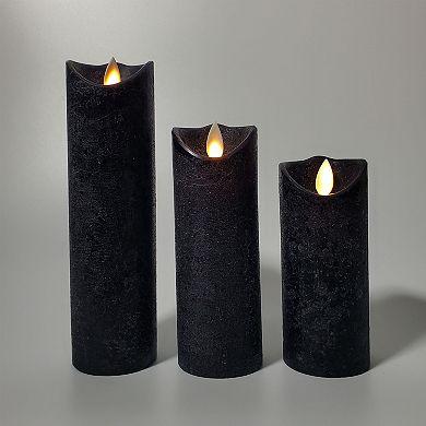 LumaBase Black Battery Operated LED Wax Candles With Bullet Flame 3-pack Set