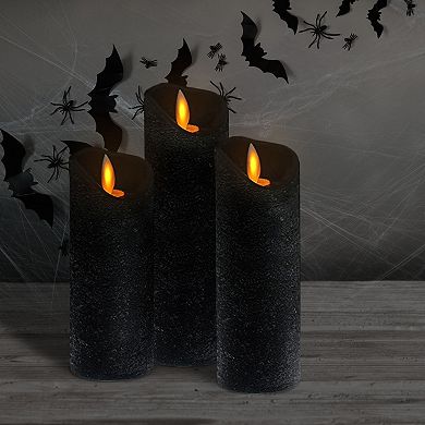 LumaBase Black Battery Operated LED Wax Candles With Bullet Flame 3-pack Set