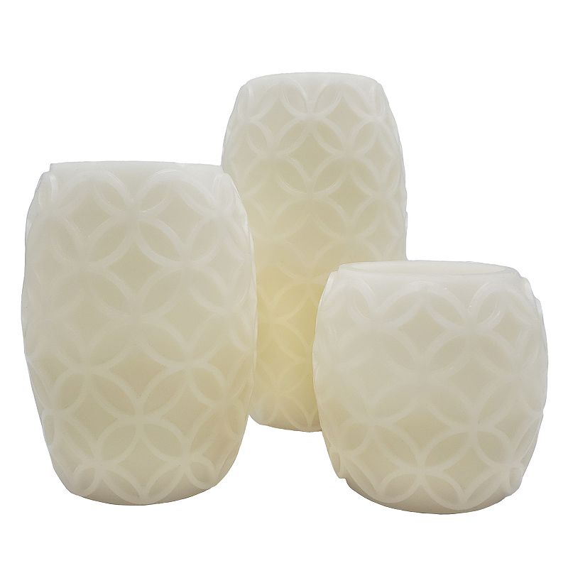 Battery Operated Textured LED Pillar Candle 3-piece Set, White