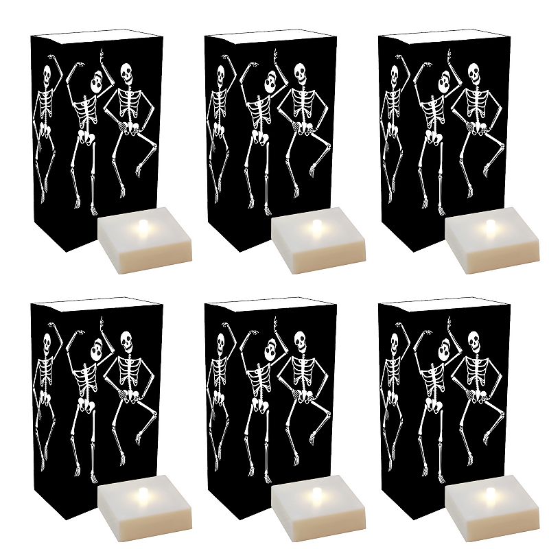 LumaBase Graveyard Dance LED Candle & Luminaria Bag 12-piece Set, Black