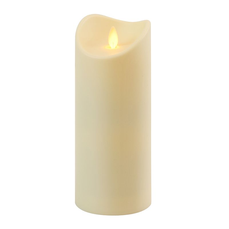 Battery Operated Large Moving Flame Pillar Candle, White