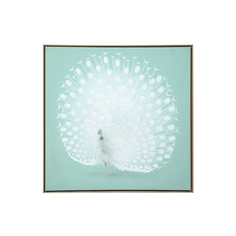 Gallery 57 White Peacock Floating Canvas Wall Art, Blue, 29X29